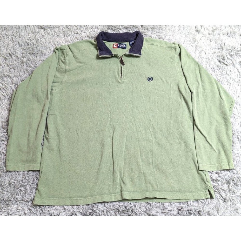 Chaps Golf Sweatshirt Mens Sz XL XLarge Green Quarter Zip Collared Light‎ Weight